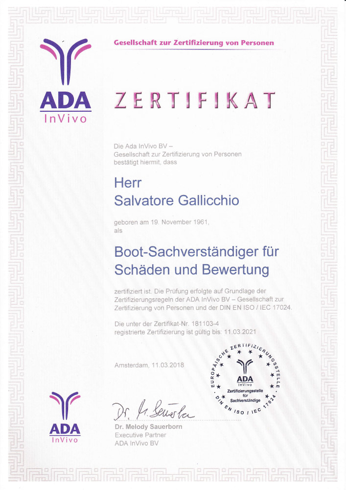 Boot-Sachverständiger für Schäden und Bewertung 