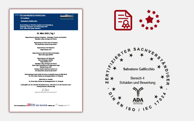 Zertifikat Gutachter KFZ Schweiz